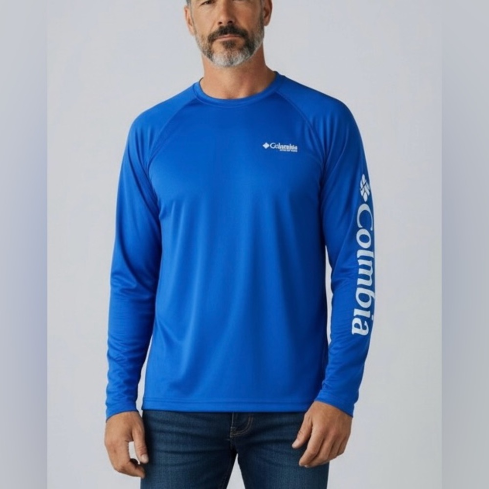 Columbia PFG terminal tackle men’s long sleeve Shirt fishing blue size small